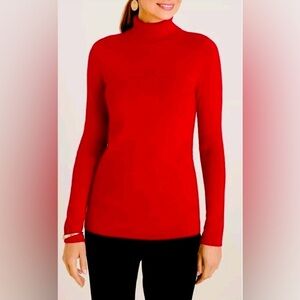 Chico’s Turtleneck Pullover Sweater Size L Holly Red Coolmax Cozy Oversized
